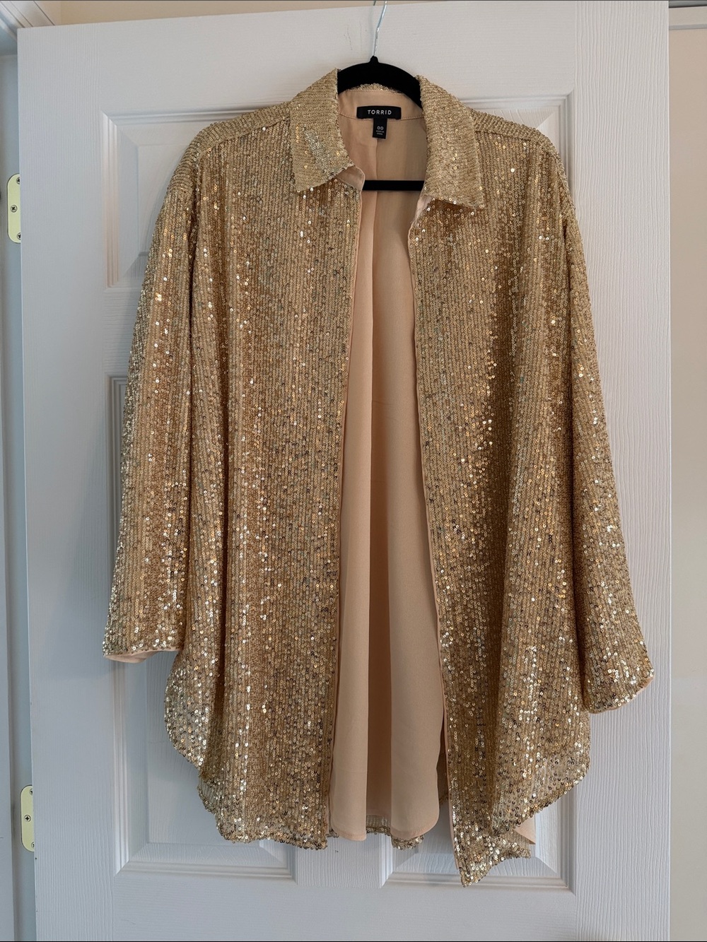 TORRID Gold Sequin Open Front Shirt